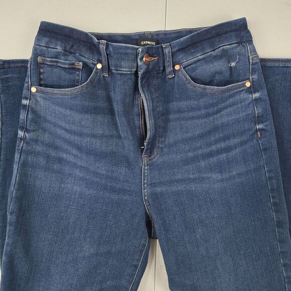 Express Modern Straight Super High Rise Ultra Hyper Jeans womens M 6/8/10 4061 - Picture 2 of 13